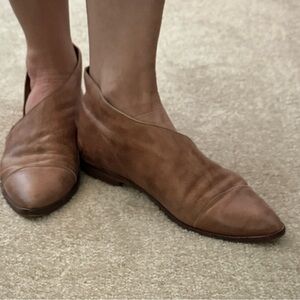 Free People Brown Leather Ankle Booties